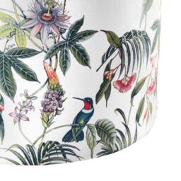 Wyld and Coco Round Multicolour Ottoman Pouffe Floral Velvet Upholstery MDF Base - thumbnail 7