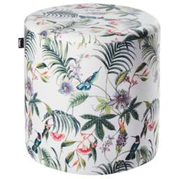 Wyld and Coco Round Multicolour Ottoman Pouffe Floral Velvet Upholstery MDF Base - thumbnail 2