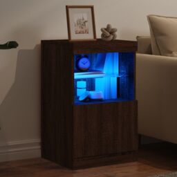 Berkfield Home Sideboard with LED Lights Brown Oak 41x37x67 cm - Size: 41 x 37 x 67 cm - thumbnail 4
