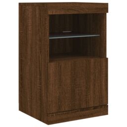 Berkfield Home Sideboard with LED Lights Brown Oak 41x37x67 cm - Size: 41 x 37 x 67 cm - thumbnail 3