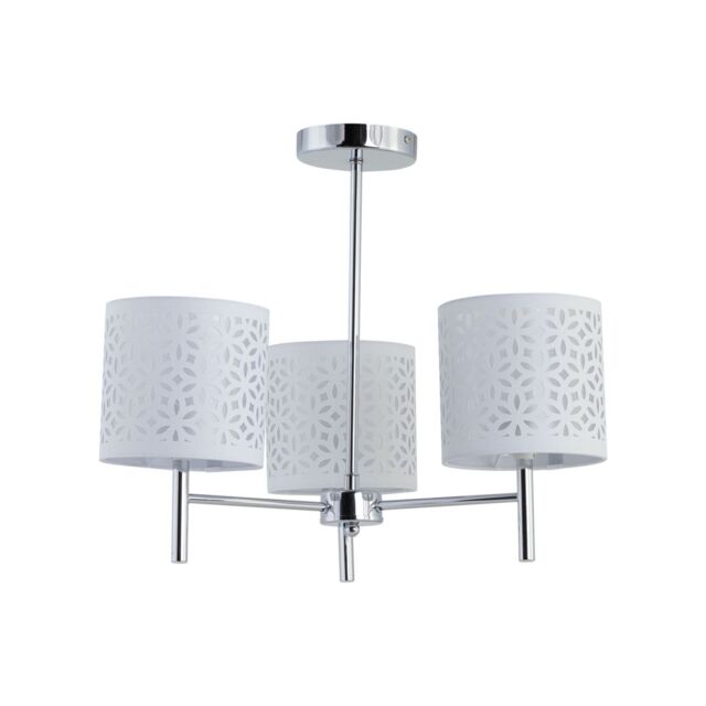 First Choice Lighting Brea - Chrome 3 Light Fitting with White Cut Out Shades in Silver - image 1