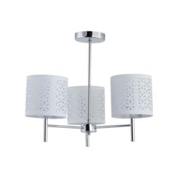First Choice Lighting Brea - Chrome 3 Light Fitting with White Cut Out Shades in Silver - thumbnail 1