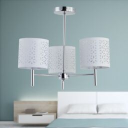 First Choice Lighting Brea - Chrome 3 Light Fitting with White Cut Out Shades in Silver - thumbnail 3