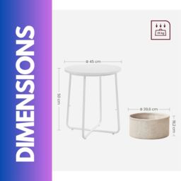 FURNOS Side Table with Removable & Washable Storage Basket in Beige - thumbnail 6