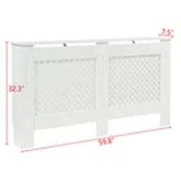 Havendro Radiator Cover Diamond Style Wood Wall Cabinet MDF Slats, L in White - thumbnail 2