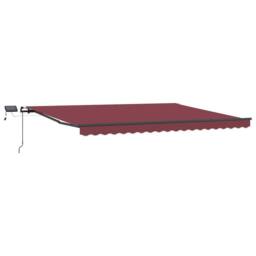 Berkfield Home Manual Retractable Awning with LEDs Burgundy 400x300 cm