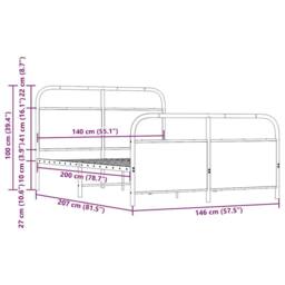 Berkfield Home Metal Bed Frame without Mattress Brown Oak 140x200 cm - thumbnail 9