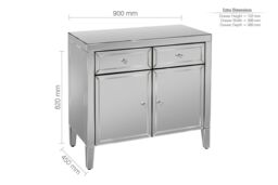 Birlea Mirrored Sideboard Valencia 2 Drawer 2 Door Bevelled Glass Modern in Silver - thumbnail 6