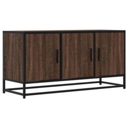 Berkfield Home TV Cabinet Brown Oak 100x35x50 cm Engineered Wood & Metal - Size: 100 x 35 x 50 cm - thumbnail 3