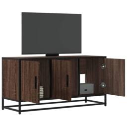 Berkfield Home TV Cabinet Brown Oak 100x35x50 cm Engineered Wood & Metal - Size: 100 x 35 x 50 cm - thumbnail 2