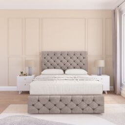 "Sloomy Highbury Divan Bed Base No Drawers & 54"" Floor Standing Headboard in Stone - Size: Super King" - thumbnail 2
