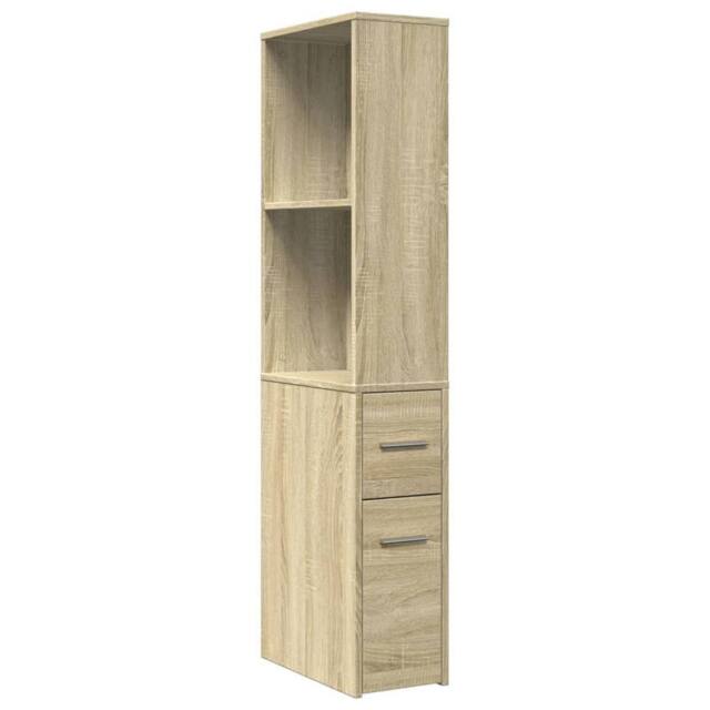 Berkfield Home Narrow Bathroom Cupboard with Wheels Sonoma Oak Engineered Wood in Light Oak - image 1