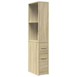 Berkfield Home Narrow Bathroom Cupboard with Wheels Sonoma Oak Engineered Wood in Light Oak - thumbnail 1