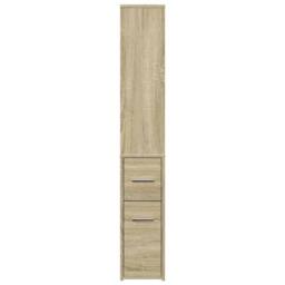 Berkfield Home Narrow Bathroom Cupboard with Wheels Sonoma Oak Engineered Wood in Light Oak - thumbnail 5