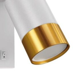 CGC Lighting 'Puzon' White & Gold GU10 Adjustable Single GU10 Spotlight Wall Light with Switch - thumbnail 5