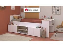 Vente-unique Combination Bed 90 X 190/200 Cm With Desk & Storage - White and in Light Oak - Size: Single - thumbnail 4