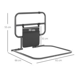 HOMCOM Safety Bed Rail for Elderly Adults Folding Bed Assist Rail in Black - Size: Single - thumbnail 3