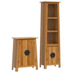 Berkfield Home 2 Piece Bathroom Furniture Set Solid Wood Pine in Brown