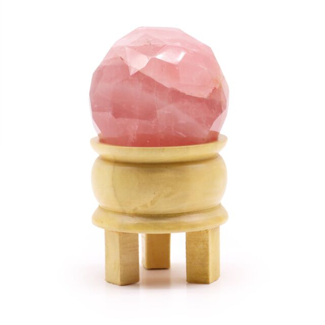 KDMD Gemstone Faceted Healing Ball & Stand - Rose Quartz in Pink - image 1