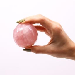 KDMD Gemstone Faceted Healing Ball & Stand - Rose Quartz in Pink - thumbnail 4