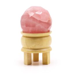 KDMD Gemstone Faceted Healing Ball & Stand - Rose Quartz in Pink - thumbnail 1