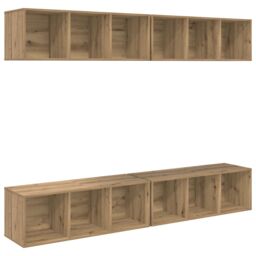 Berkfield Home Wall TV Cabinet with Shelf 4 pcs Artisan oak 37 x 37 x 107.5 cm in Brown - thumbnail 2