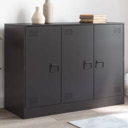 Berkfield Home Sideboard Black 99x39x73 cm Steel - Size: 99 x 39 x 73 cm - thumbnail 2