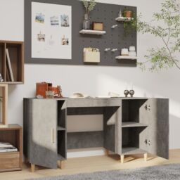 Berkfield Home Desk Concrete Grey 140x50x75 cm Engineered Wood - Size: 140 x 50 x 75 cm - thumbnail 3