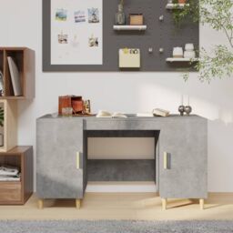 Berkfield Home Desk Concrete Grey 140x50x75 cm Engineered Wood - Size: 140 x 50 x 75 cm - thumbnail 1