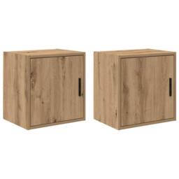 Berkfield Home Durable Garage Wall Cabinets 2 pcs Artisan Oak Engineered Wood in Brown - thumbnail 2