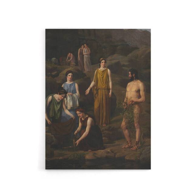 "Artery8 Wilhelm Marstrand Nausicaa Brings Odysseus Clothes Canvas Art Print in Green - Size: W12"" x H16""" - image 1