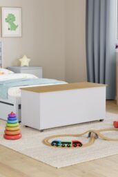 Home Discount Vida Designs Arlington Contemporary Ottoman Toy Storage Unit for Kids in White - thumbnail 4