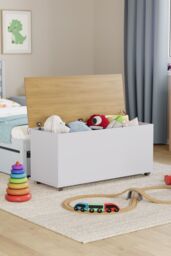 Home Discount Vida Designs Arlington Contemporary Ottoman Toy Storage Unit for Kids in White - thumbnail 1