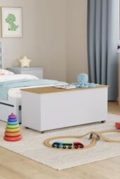 Home Discount Vida Designs Arlington Contemporary Ottoman Toy Storage Unit for Kids in White - thumbnail 2