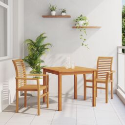 Berkfield Home Stacking Garden Chair 2 pcs Solid Wood Teak in Brown