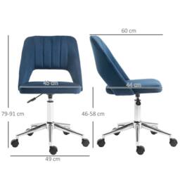 STILVORA Armless Office Chair with High Back & Swivel Seat in Blue - thumbnail 2
