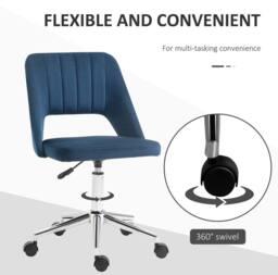 STILVORA Armless Office Chair with High Back & Swivel Seat in Blue - thumbnail 6