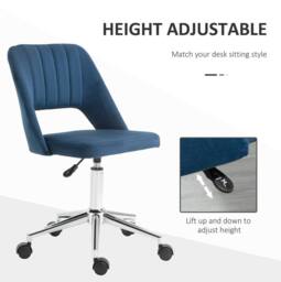 STILVORA Armless Office Chair with High Back & Swivel Seat in Blue - thumbnail 4