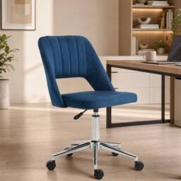STILVORA Armless Office Chair with High Back & Swivel Seat in Blue