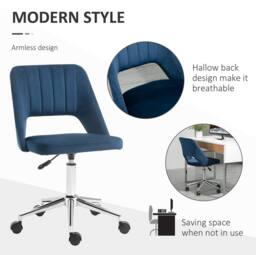 STILVORA Armless Office Chair with High Back & Swivel Seat in Blue - thumbnail 5