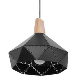 Wyld and Coco Pendant Lamp - Geometric Black Metal with Oak Wood - thumbnail 4