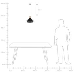 Wyld and Coco Pendant Lamp - Geometric Black Metal with Oak Wood - thumbnail 8