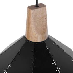 Wyld and Coco Pendant Lamp - Geometric Black Metal with Oak Wood - thumbnail 6