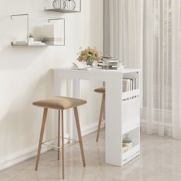 Berkfield Home Bar Table with Storage Rack White 102x50x103.5 cm Engineered Wood - thumbnail 1