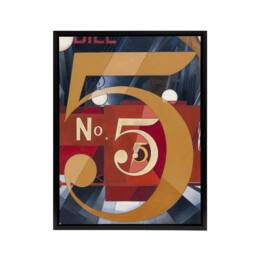 "Artery8 I Saw the Figure 5 in Gold Charles Demuth Framed Canvas Wall Art Print in Blue - Size: W12"" x H16""" - thumbnail 1
