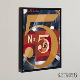 "Artery8 I Saw the Figure 5 in Gold Charles Demuth Framed Canvas Wall Art Print in Blue - Size: W12"" x H16""" - thumbnail 2