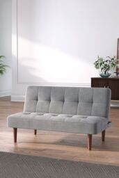 Living and Home Small 2-Seater Grey Convertible Padded Sofa Bed for Kids - thumbnail 2