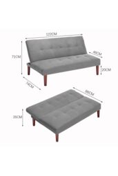 Living and Home Small 2-Seater Grey Convertible Padded Sofa Bed for Kids - thumbnail 4