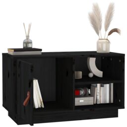 Berkfield Home TV Cabinet Black 70x34x40 cm Solid Wood Pine - Size: 70 x 34 x 40 cm - thumbnail 5