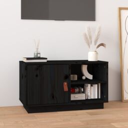 Berkfield Home TV Cabinet Black 70x34x40 cm Solid Wood Pine - Size: 70 x 34 x 40 cm